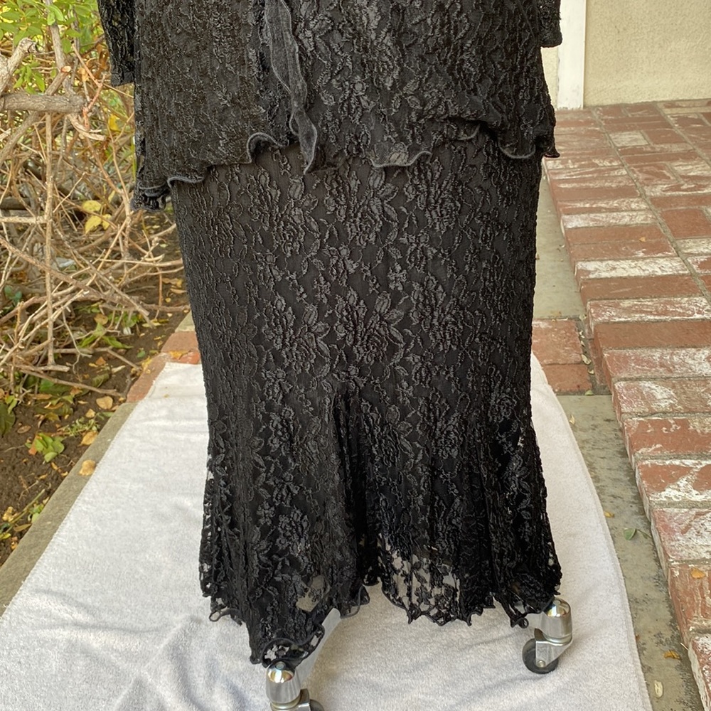 SARA MIQUE VINTAGE BLACK SILK FRENCH LACE - Picture 5 of 16